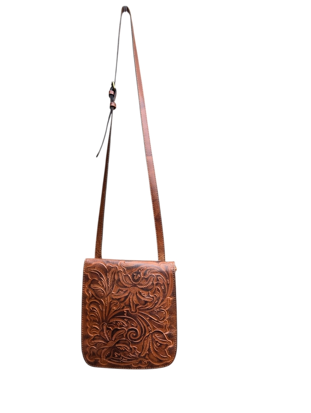 Patricia Nash Granada Crossbody Bag Tooled Leather Floral Brown - Picture 2 of 14